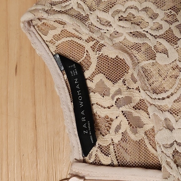 ZARA WOMAN Tan color  Lace Sleeveless Dress, Sz S - Picture 3 of 12